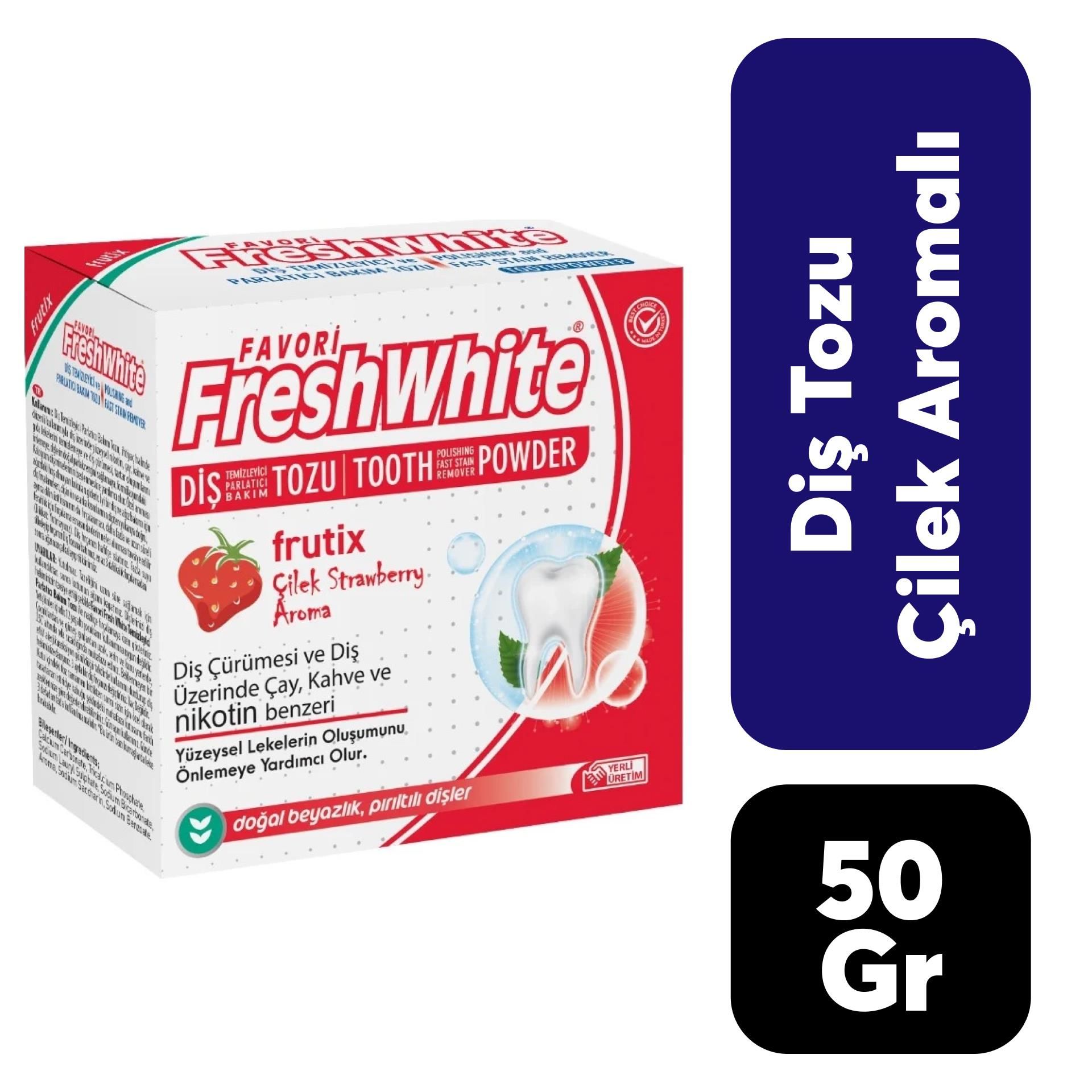 Fresh White Diş Tozu 50 gr Çilek Aromalı
