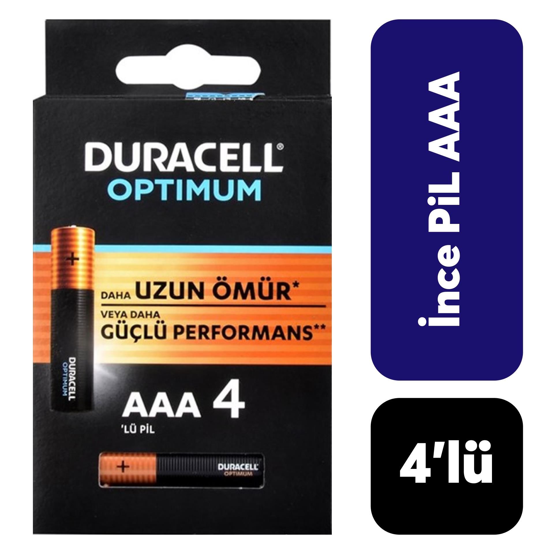 Duracell İnce Pil 4’lü Optium AAA