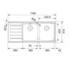 Franke Neptune NEX 621 - Evye Paslanmaz Çelik (inox) - Tezgah Üstü 2 Gözlü Sol Damlalıklı