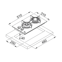 Franke FHCR 302 2G HE BK C Siyah Cam Ankastre Ocak