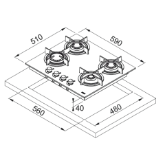 Franke FHCR 604 4G HE BK C Crystal Line Ankastre Ocak