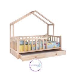 Adal Doğal Ladin Masif Yavrulu Montessori Karyola