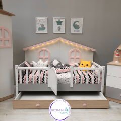 Nora Pink Aydınlatmalı Montessori Karyola