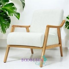 Noa El Yapımı Ahşap Berjer, Beyaz