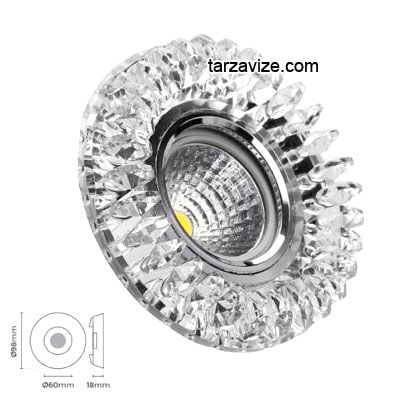 Tarzavize TR507 Sıva Altı Dekoratif Kristal Cam Led Spot Armatür Beyaz-Günışığı Işık
