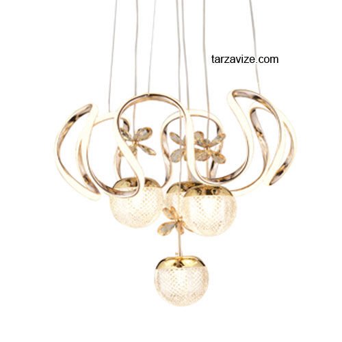 Tarz Gold 4'lü Sarkıt Led Avize 3 Renk Işıklı TRZ-1300
