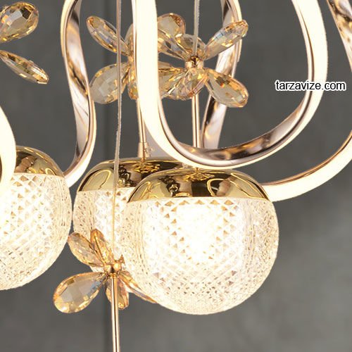 Tarz Gold 4'lü Sarkıt Led Avize 3 Renk Işıklı TRZ-1300