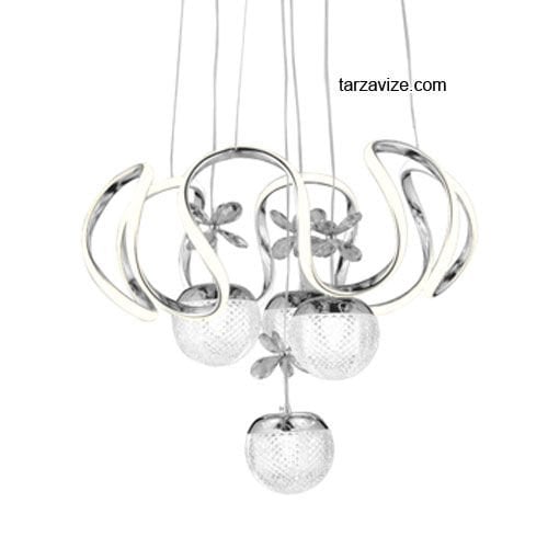 Tarz Krom 4'lü Sarkıt Led Avize 3 Renk Işıklı TRZ-1300