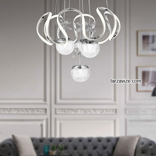 Tarz Krom 4'lü Sarkıt Led Avize 3 Renk Işıklı TRZ-1300