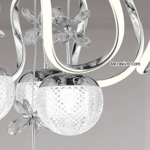 Tarz Krom 4'lü Sarkıt Led Avize 3 Renk Işıklı TRZ-1300