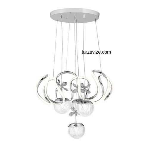 Tarz Krom 4'lü Sarkıt Led Avize 3 Renk Işıklı TRZ-1300