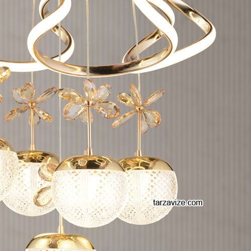 Tarz Gold 5'li Sarkıt Led Avize 3 Renk Işıklı TRZ-1100