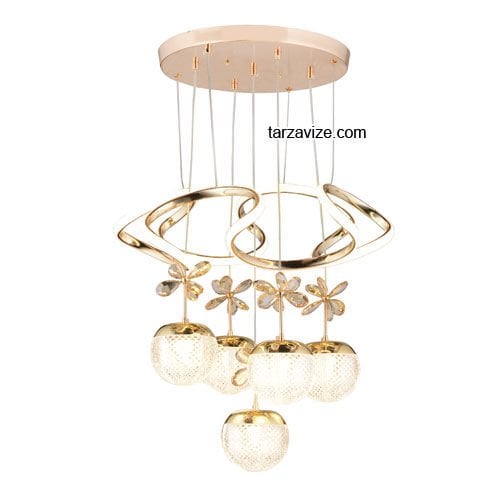 Tarz Gold 5'li Sarkıt Led Avize 3 Renk Işıklı TRZ-1100