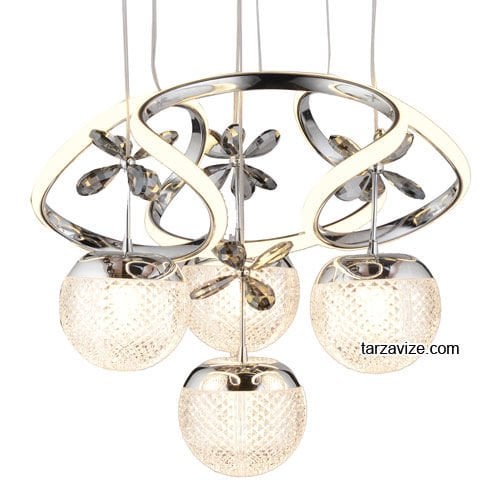 Tarz Krom 4'lü Sarkıt Led Avize 3 Renk Işıklı TRZ-1000