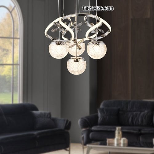 Tarz Krom 4'lü Sarkıt Led Avize 3 Renk Işıklı TRZ-1000