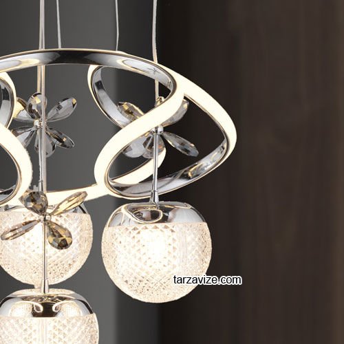Tarz Krom 4'lü Sarkıt Led Avize 3 Renk Işıklı TRZ-1000