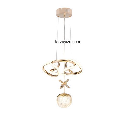 Tarz Gold Tekli Sarkıt Led Avize 3 Renk Işıklı TRZ-121