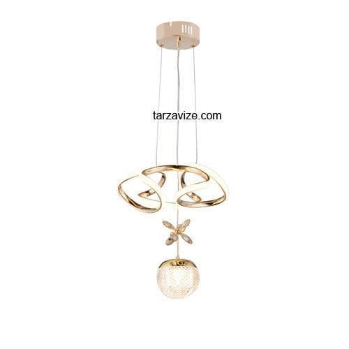 Tarz Gold Tekli Sarkıt Led Avize 3 Renk Işıklı TRZ-121