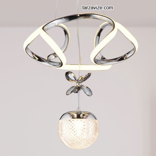 Tarz Krom Tekli Sarkıt Led Avize 3 Renk Işıklı TRZ-121