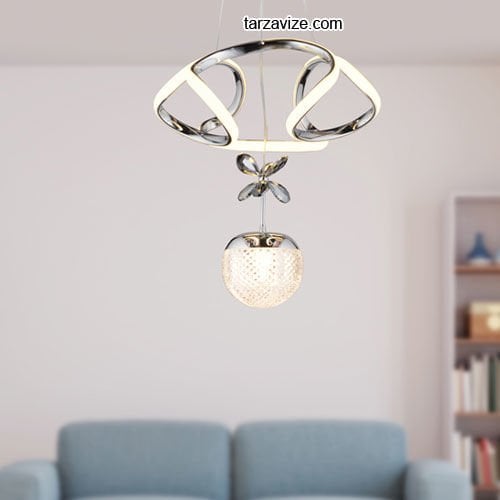 Tarz Krom Tekli Sarkıt Led Avize 3 Renk Işıklı TRZ-121