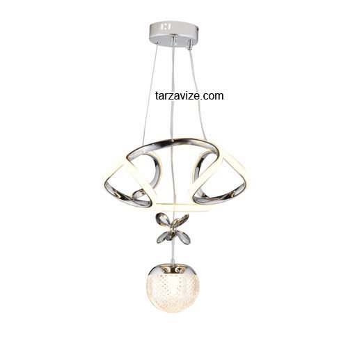 Tarz Krom Tekli Sarkıt Led Avize 3 Renk Işıklı TRZ-121