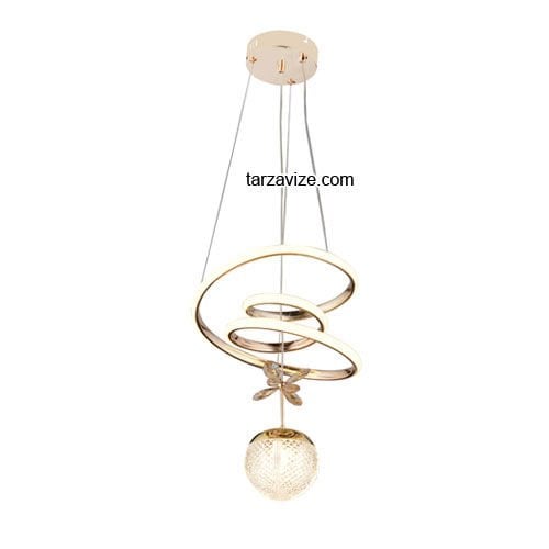 Tarz Gold Tekli Sarkıt Led Avize 3 Renk Işıklı TRZ-122
