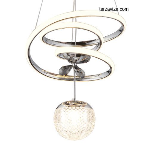 Tarz Krom Tekli Sarkıt Led Avize 3 Renk Işıklı TRZ-122