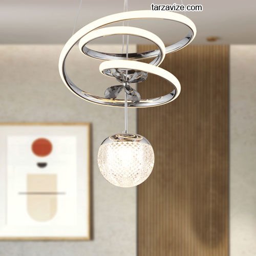Tarz Krom Tekli Sarkıt Led Avize 3 Renk Işıklı TRZ-122