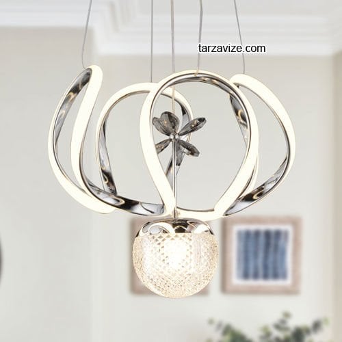 Tarz Krom Tekli Sarkıt Led Avize 3 Renk Işıklı TRZ-160