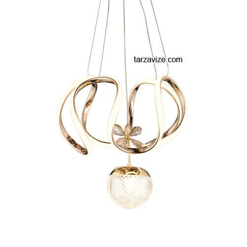 Tarz Gold Tekli Sarkıt Led Avize 3 Renk Işıklı TRZ-160