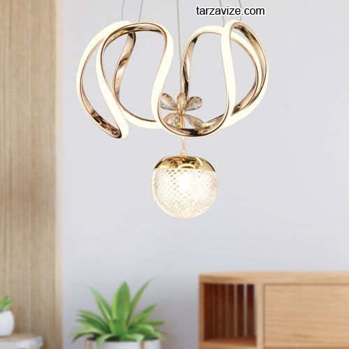 Tarz Gold Tekli Sarkıt Led Avize 3 Renk Işıklı TRZ-160