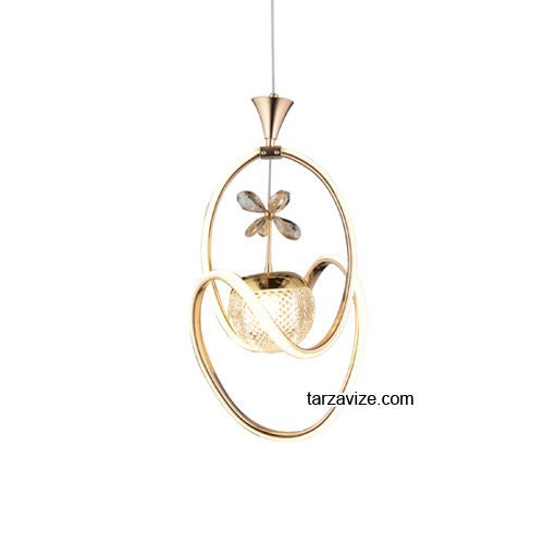 Tarz Gold Tekli Sarkıt Led Avize 3 Renk Işıklı TRZ-095