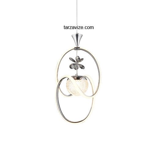 Tarz Krom Tekli Sarkıt Led Avize 3 Renk Işıklı TRZ-095