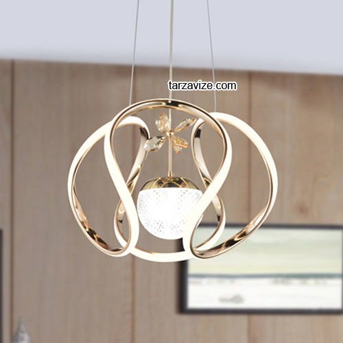 Tarz Gold Tekli Sarkıt Led Avize 3 Renk Işıklı TRZ-161