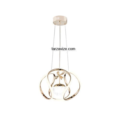 Tarz Gold Tekli Sarkıt Led Avize 3 Renk Işıklı TRZ-161