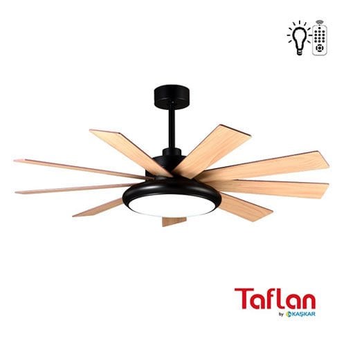 Kaşkar-Taflan F60100 Plywood Uzaktan Kumandalı 9 Kanatlı Aydınlatmalı Tavan Vantilatörü