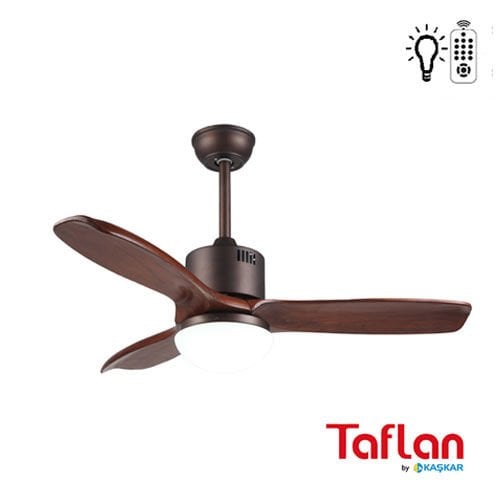 Kaşkar-Taflan F42206 Kahverengi Uzaktan Kumandalı 3 Kanatlı Aydınlatmalı Tavan Vantilatörü