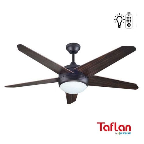 Kaşkar-Taflan F52204 Siyah Uzaktan Kumandalı 5 Kanatlı Aydınlatmalı Tavan Vantilatörü