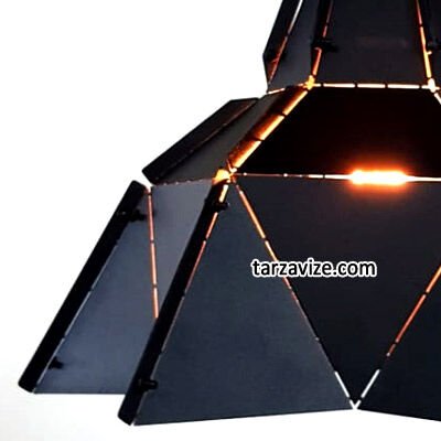 Dekoratif Siyah Lazer Kesim Prizma Tekli Retro Modern Tarz Avize