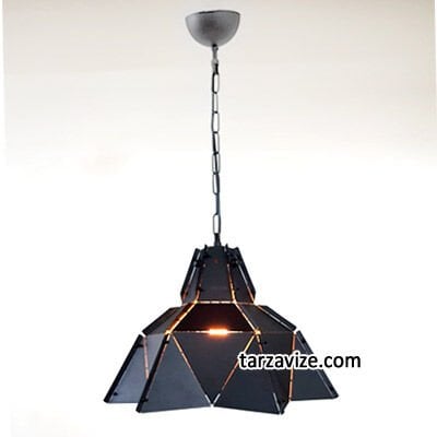 Dekoratif Siyah Lazer Kesim Prizma Tekli Retro Modern Tarz Avize