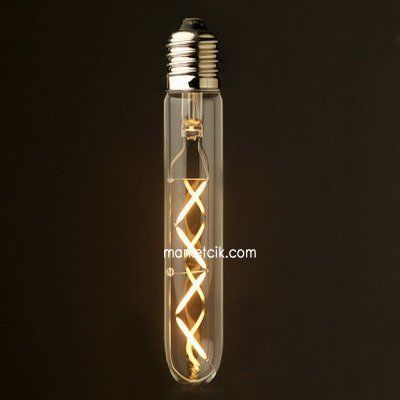Edison Dekoratif Led Tüp Rustik Ampul 4 Watt E27 Duy, 18 cm Tüp Ampul Modeli