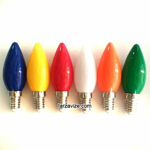 1 Watt Yeşil Mum Avize Led Ampul E14 Duy