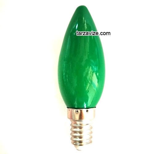 1 Watt Yeşil Mum Avize Led Ampul E14 Duy