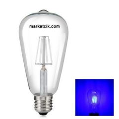 Edison Dekoratif Mavi Led Rustik Ampul 4 Watt E27 Duy, ST64 Oval Armut Ampul Modeli