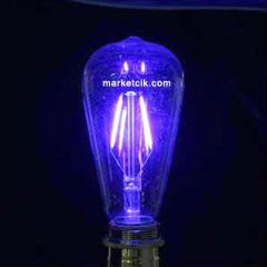 Edison Dekoratif Mavi Led Rustik Ampul 4 Watt E27 Duy, ST64 Oval Armut Ampul Modeli