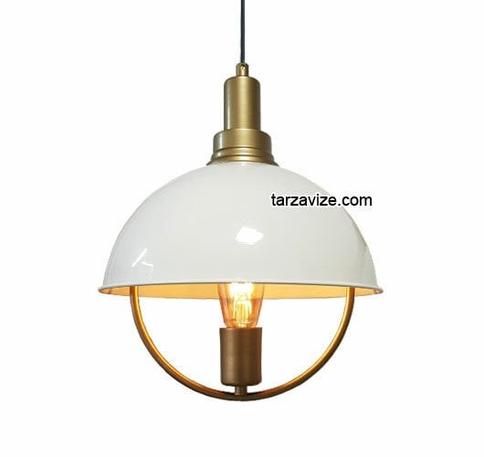 Tarzavize TYMB1 Dekoratif Beyaz Tekli Retro Modern Sarkıt Avize
