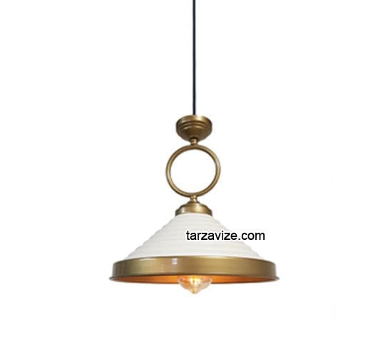 Tarzavize TYM6 Dekoratif Beyaz Tekli Retro Modern Sarkıt Avize