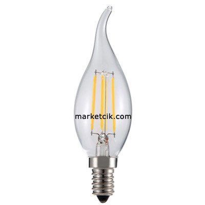 Marketcik 4-6 Watt E14 Duy Led Filament Ampul, İnce Duy Kıvrık Mum Model Led Ampul