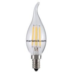 Marketcik 4-6 Watt E14 Duy Led Filament Ampul, İnce Duy Kıvrık Mum Model Led Ampul