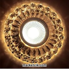 Marketcik Sıva Altı Dekoratif Kristal Cam  Led Spot Armatür 3 Watt Beyaz-Günışığı Işık Gün ışığı